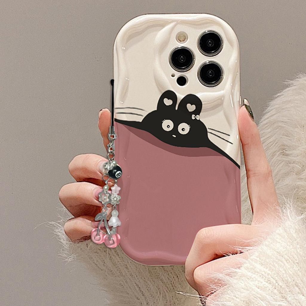 Stylish Cherry Jellyfish Alloy Bead Phone Chain Keychain Lightweight Bag Hanging Decoration Jewelry Accessory