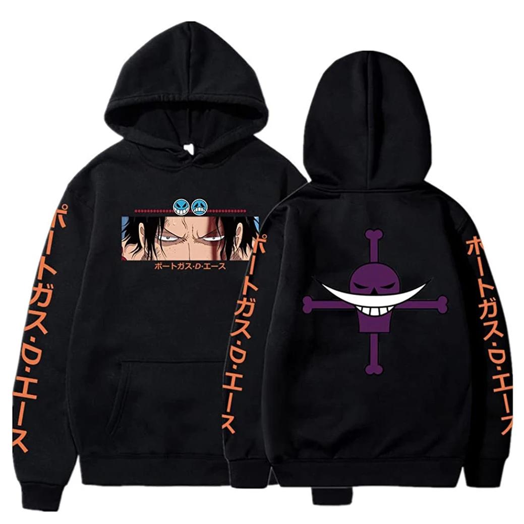 

Spring Autumn Men Fashion Hoodie MONKEY D LUFFY Clothing Casual Hooded Solid Color Streetwear Male Cartoon One Piece Pullover XS