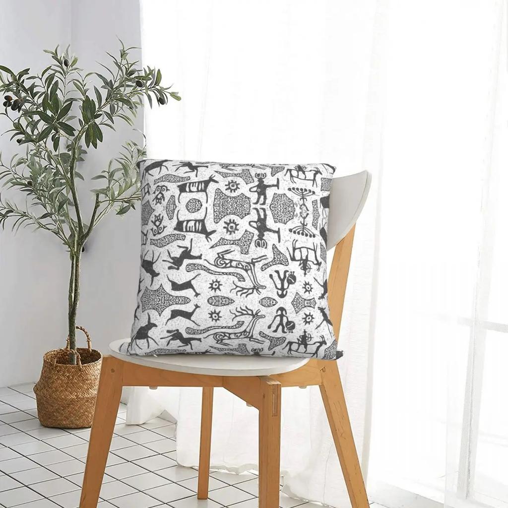 Ethnic Panel Rock Paintings Pillowcase Polyester Cushion Cover Decoration Throw Pillow Case Cover Home Square '