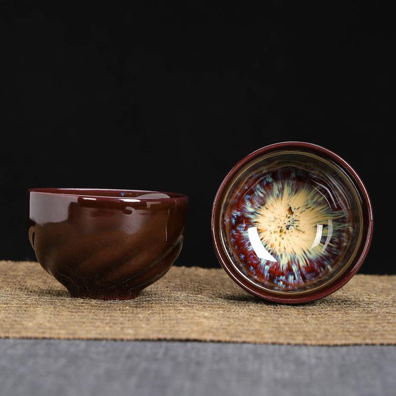 Kiln Change Tea Cup Ceramic Cups and Lanterns Kung Fu Small Tea Cups Master Cup Single Cup Jianjian Tea Set Tea Bowl Tea Cups Bucket Hats Cups