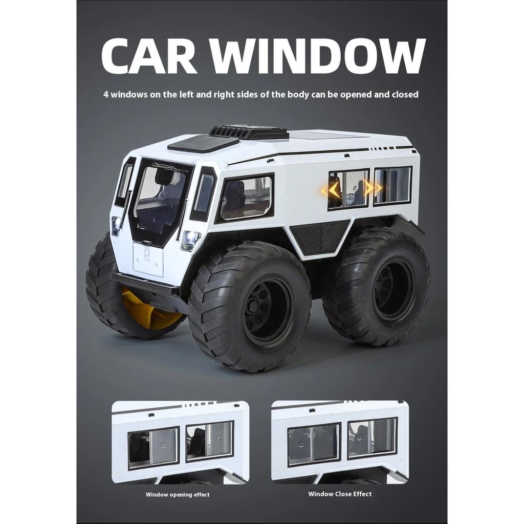 1/24 Scale Sherp All-terrain Car Model Toy Metal Diecast Sound Light Pull Back Shock Absorption Off Road Vehicle Gifts for Kids
