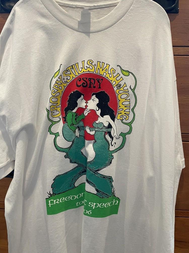Vtg Crosby Stills Nash and Young World Tour Cotton White Unisex Shirt Unisex T-Shirt XL