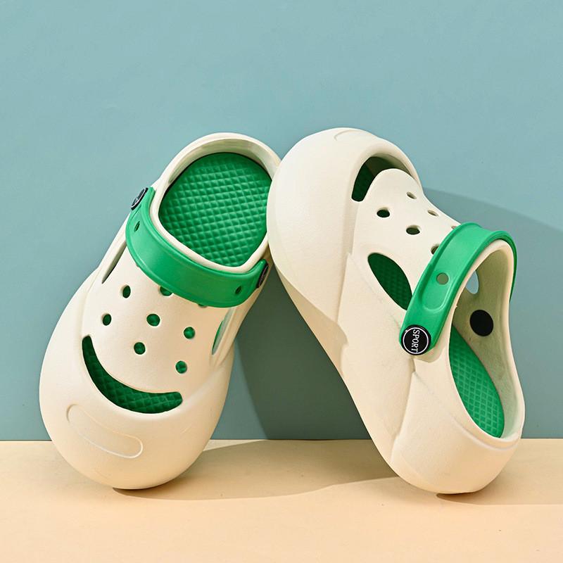 

Cartoon Kids Clogs Boys Summer Nonslip Beach Sandals Eva Material Lightweight Breathable Footwear White Green,24