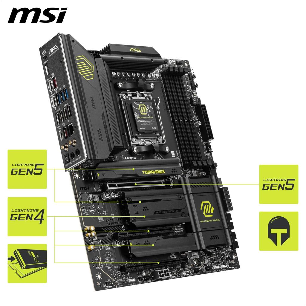 MSI MAG X870 Tomahawk WiFi AM5 DDR5 8400MHz (OC) USB4 4X M.2 HDMI 5G LAN WiFi 7 RGB ATX