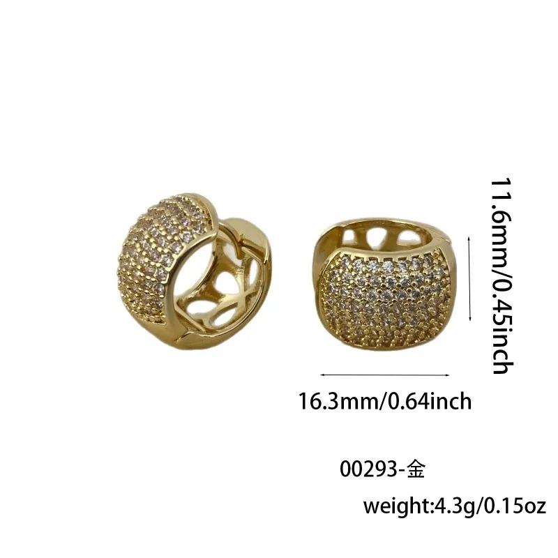 Luxury Full Paved Rhinestone Hoop Earrings for Women Stainless Steel Hollow Geometric Earrings Wedding Party Fashion Jewelry