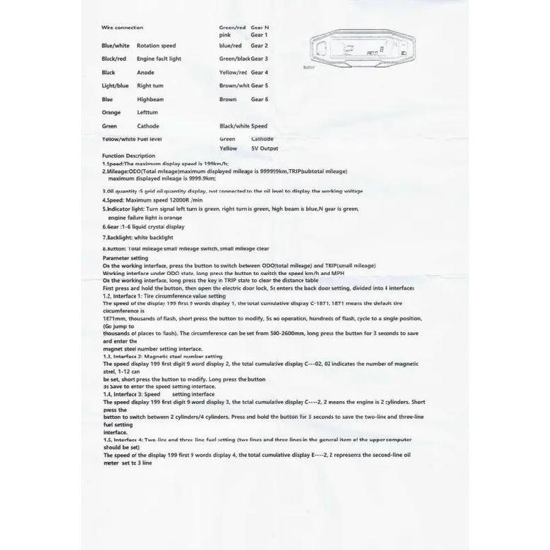 Digital Universal Motorcycle Speedometer Oil Gauge Tachometer Meters Instrument Cluster Turn Signal Light Indicator