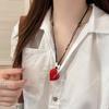 Irregular Love Heart Flower Beaded Pendant Necklace Adjustable Length Neckchain For Women Enamel Craft Jewelry