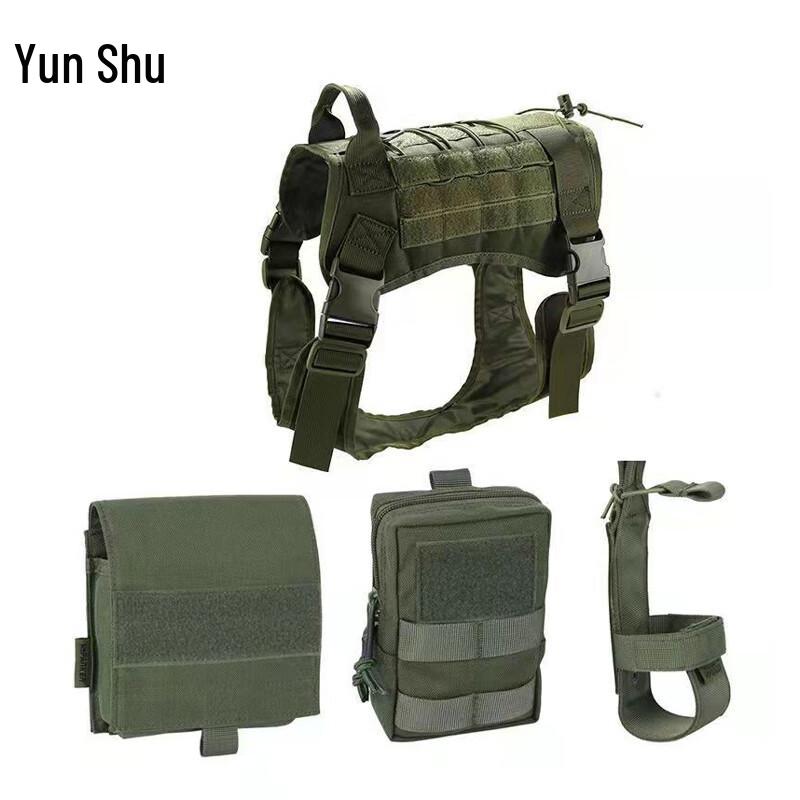 Yunshu Quick-Release Tactical Dog Harness Vest XL темно-зеленого