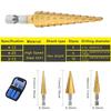 3pcs Step Drill Bit Set, HSS Titanium Step Drill Bits for Wood Metal Hole Cutter with Portable Bag, 3-12mm 4-12mm 4-20mm