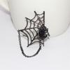Punk Spiders Net Lapel Pin with Chain Halloween Costume Jewelry Accessories for Women Men, Punk Chain Brooch Lapel Pin