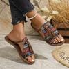 Fashion Women Color Ethnic Style Slippers Summer Round Head Slippers Large Size Sandals Beach Non-slip Lightweight Shoes Slides Women