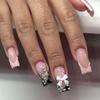 24Pcs Blush Pink Almond Press On Nails With 3D Bowknots Glossy Full Cover False Nail Tips Sweet For Women Girls