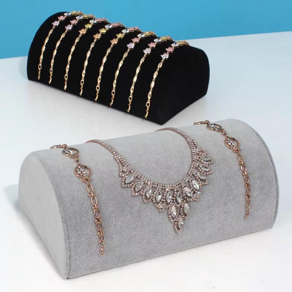 Semicircular Velvet Jewelry Display Stand Necklace Watch Display Stand Bangles Storage Rack  Women