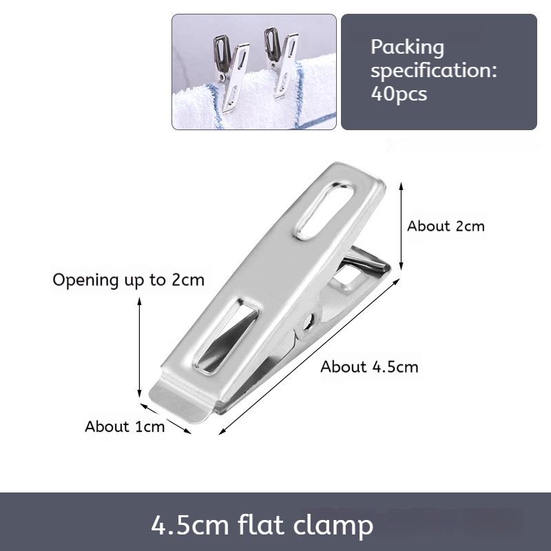 

40 Pcs Clothes Pegs Stainless Steel Washing Line Hang Pins Windproof Metal Clamps