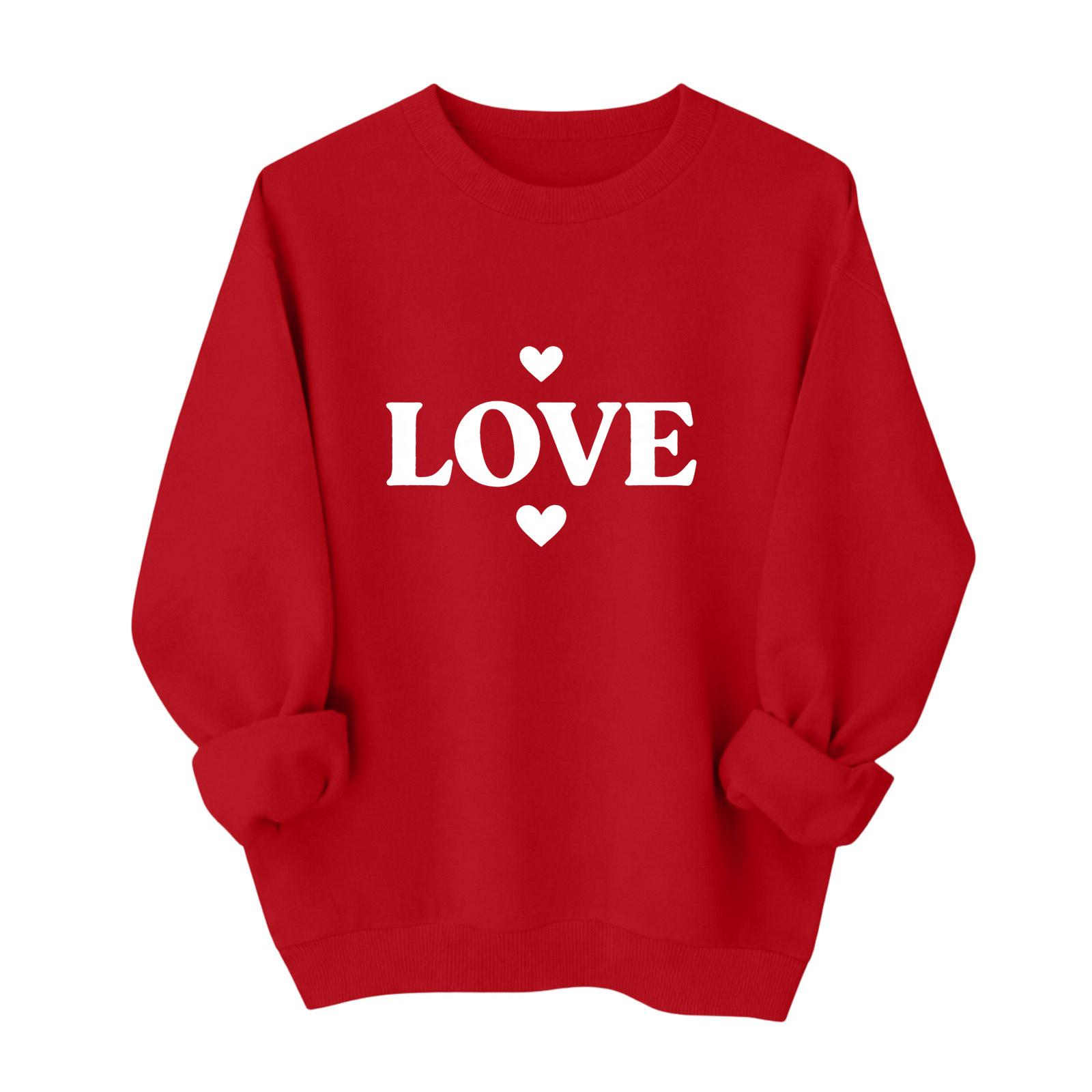 

Valentines Sweatshirts For Women Love Heart Graphic Pullover R-neck Long Sleeve Tops Valentine s Day Sweatshirt XXL