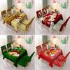 Christmas Printed Tablecloth Chair Covers Set Stretchable Waterproof Festive Dining Decor