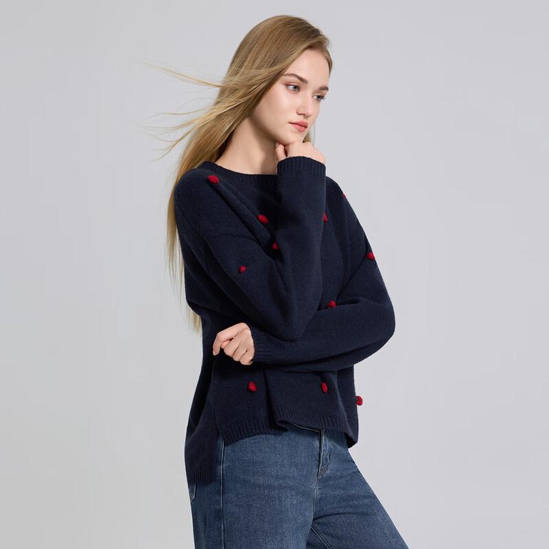 She Tuh Damtröja med avslappnad passform i ullblandning, långärmad stickad tröja