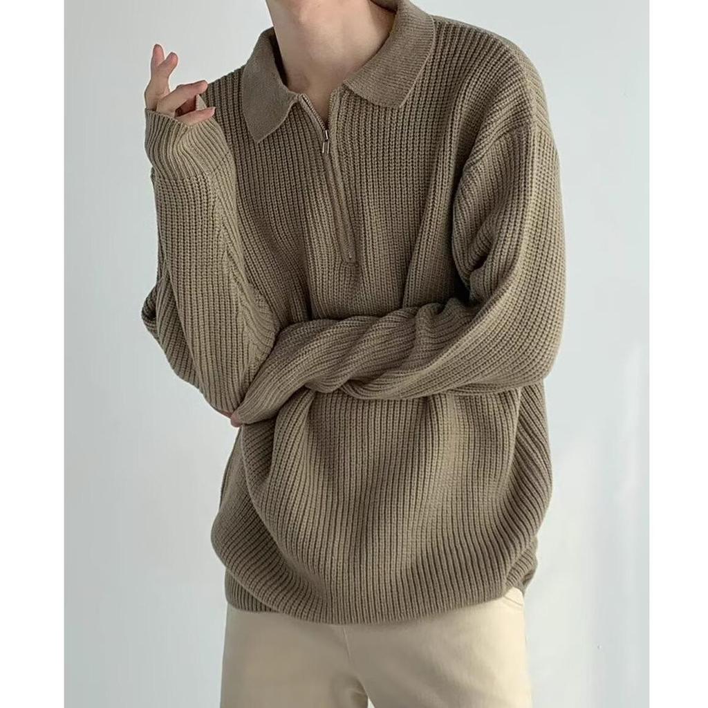 Y2K Japanese Style Half-Zip Knitted Sweater for Teens