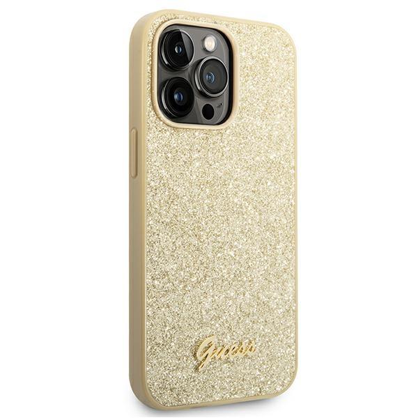 Guess Guhcp14Lhggshd Iphone 14 Pro6,1 Złoty/Gold Hard Case Glitter Script
