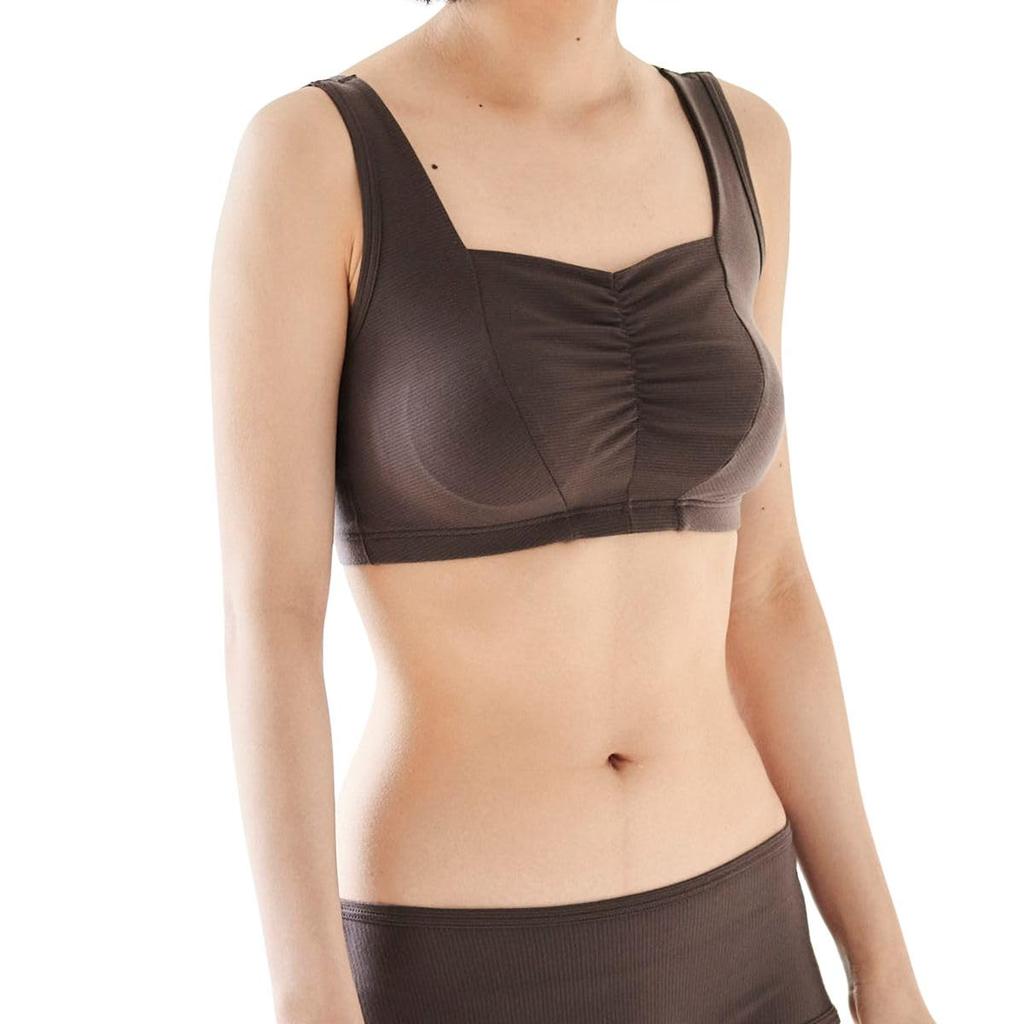 VENEX Recovery Made in Wireless Shirred Bra with Size 8780 Wear, Japan, Pads, Women's, Mocha, L,
