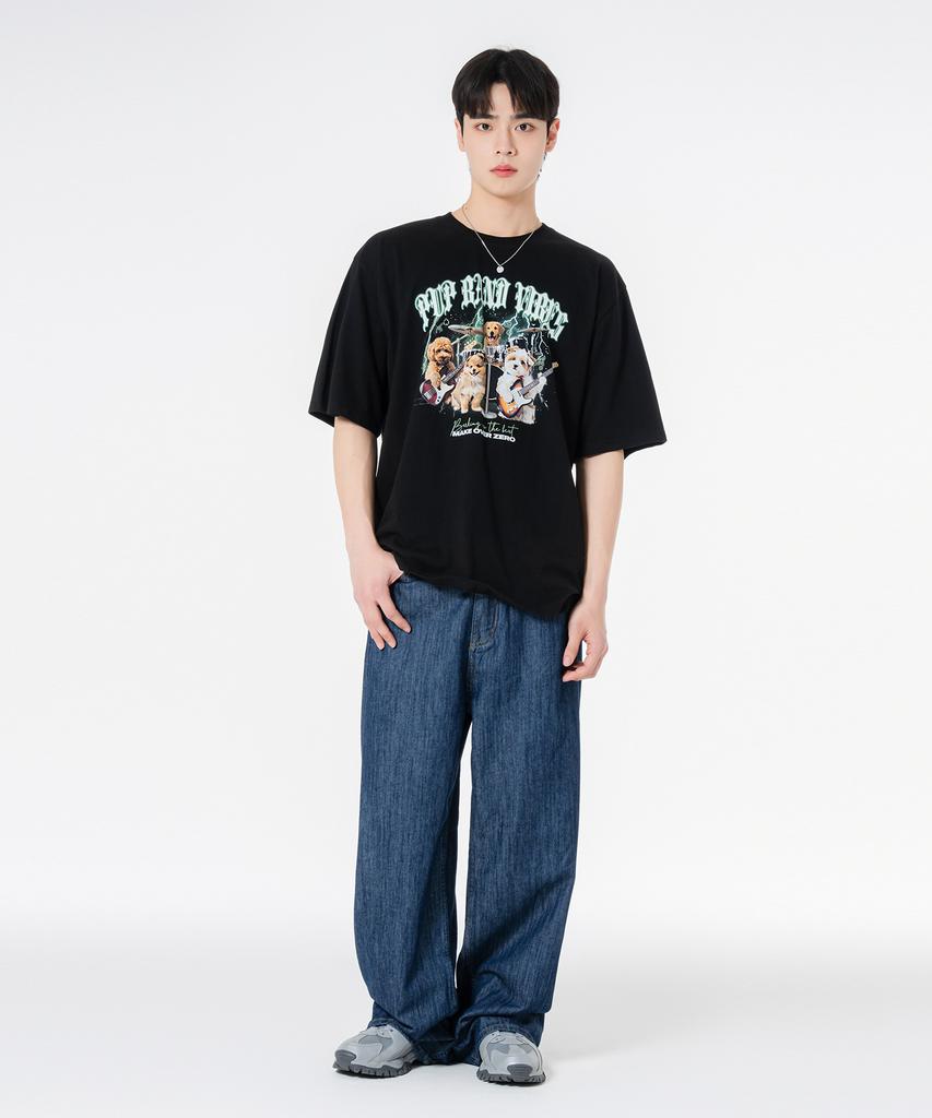 MOZMOZ Rockmongi Oversized Short Sleeve T-Shirt Black