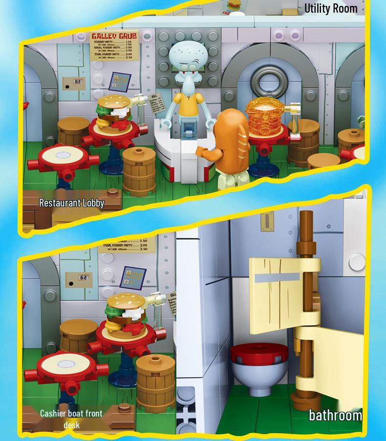 SpongeBob Krusty Krab Building Blocks Kit - Compatible with Lego