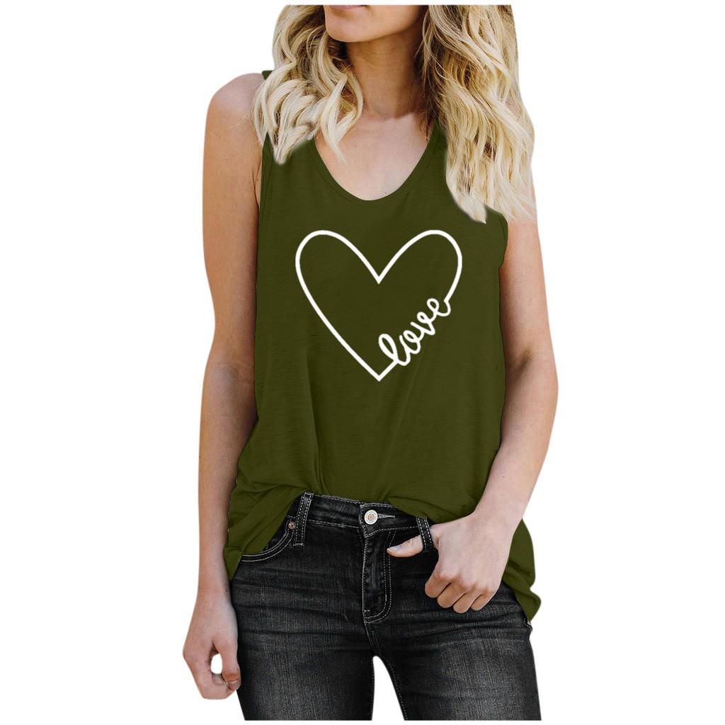 

(SU)Женщины Без рукавов Сердце Принт Повседневные Свободные Мягкие Удобные Топы Танк
