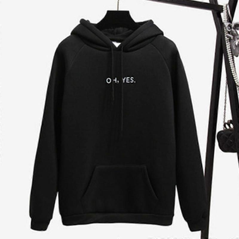 Women Hoodie Oversize Style Winter Hoodie Sweatshirt Drawstring Solid Color