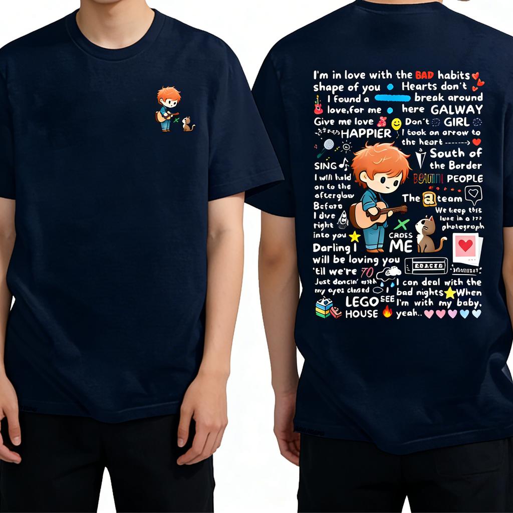 Ed Sheeran Graffiti Art T-Shirt Unisex Oversized Cotton Tee Y2K Streetwear Vintage Spray Paint