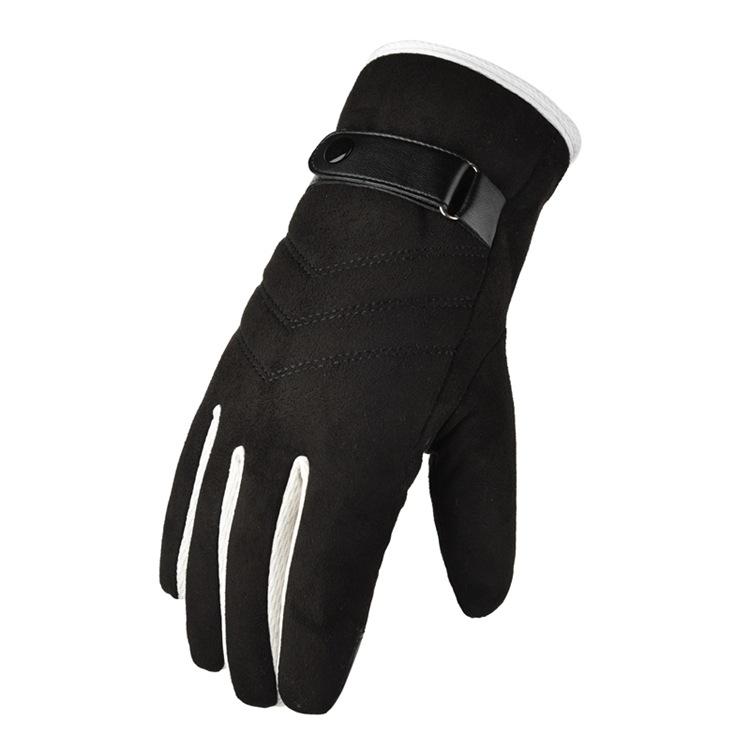 Suede Fleece Gloves for Men In Winter Thickened with Fleece  Warm Touch Screen  Outdoor Cycling Windproof and Anti Slip Gloves
