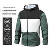 Men's European Size Hooded Jacket - Spring/Autumn, Casual, Breathable, Color Block Fashion, Trendy.