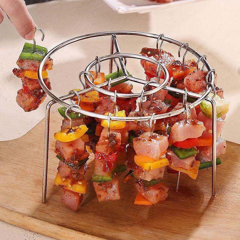 Portable Stainless Steel Air Fryer Skewer Rack - Thickened, Round Grill for Oven & Barbecue