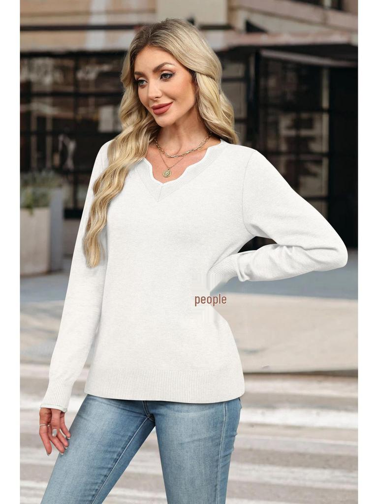 Women's Casual Solid Color Knitted Pullover Sweater - Autumn/Winter Collection