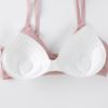 Ice Silk Ribbed Back Wrap Chest Adjustable Strap Bandeau Wire-Free Bra for Women