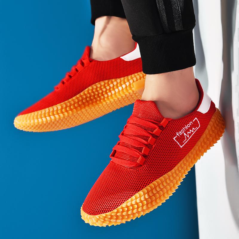 Мужские кроссовки Дышащие Спортивные Легкие Нескользящие Кроссовки для Мужчин Беговые Спортивные Кроссовки Удобная Обувь для Ходьбы 39 красный