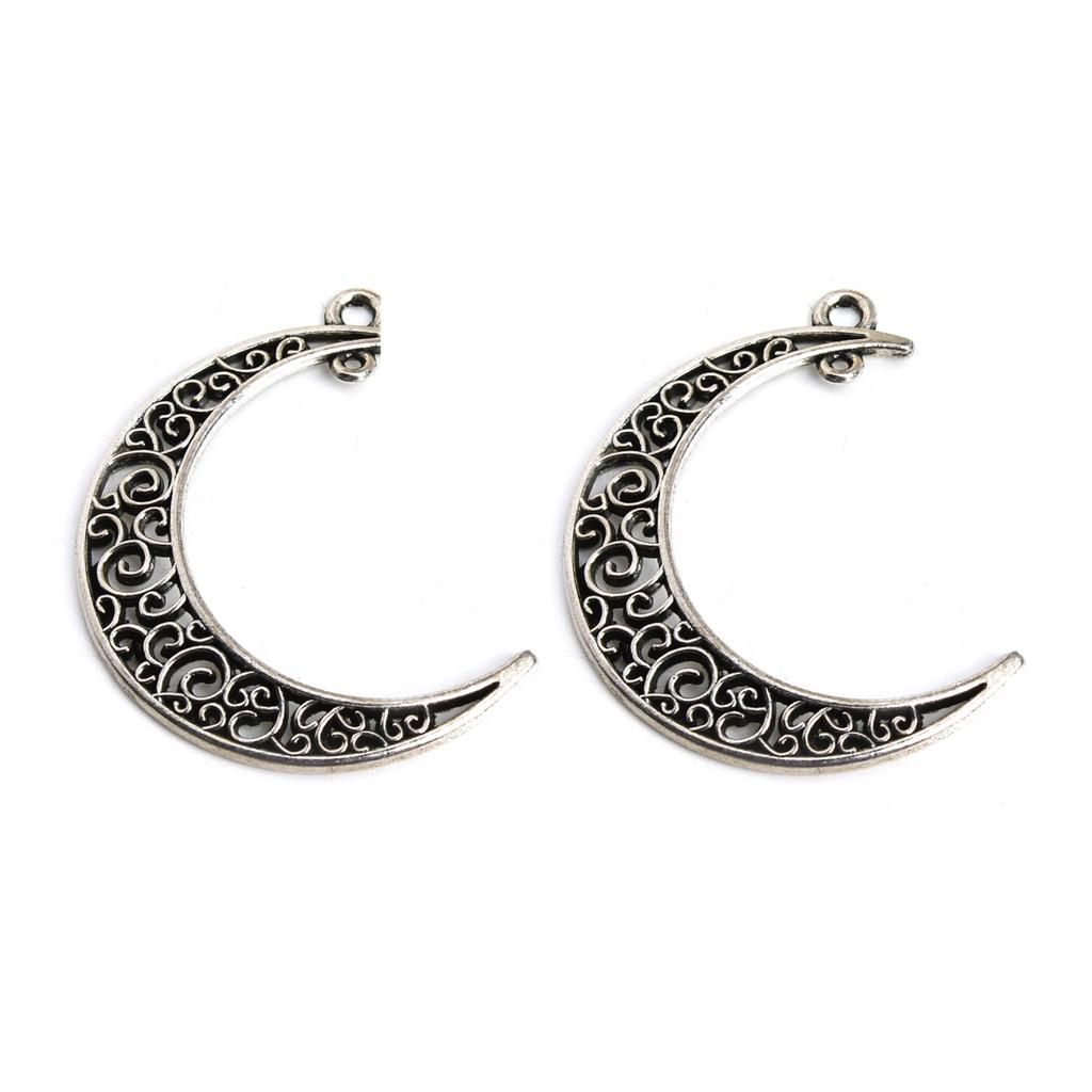 10pcs/lot 41x30mm Vintage Metal Alloy Hollow Moon Charms Jewelry Pendants Findings DIY Jewelry Making Accessories Wholesale