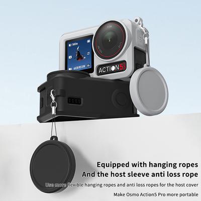 Sport Camera Silicone Protective Case For Dji Action 5 Pro Full Protector Case Scratch-Proof Lens Cap Sleeve With Hanging Rope