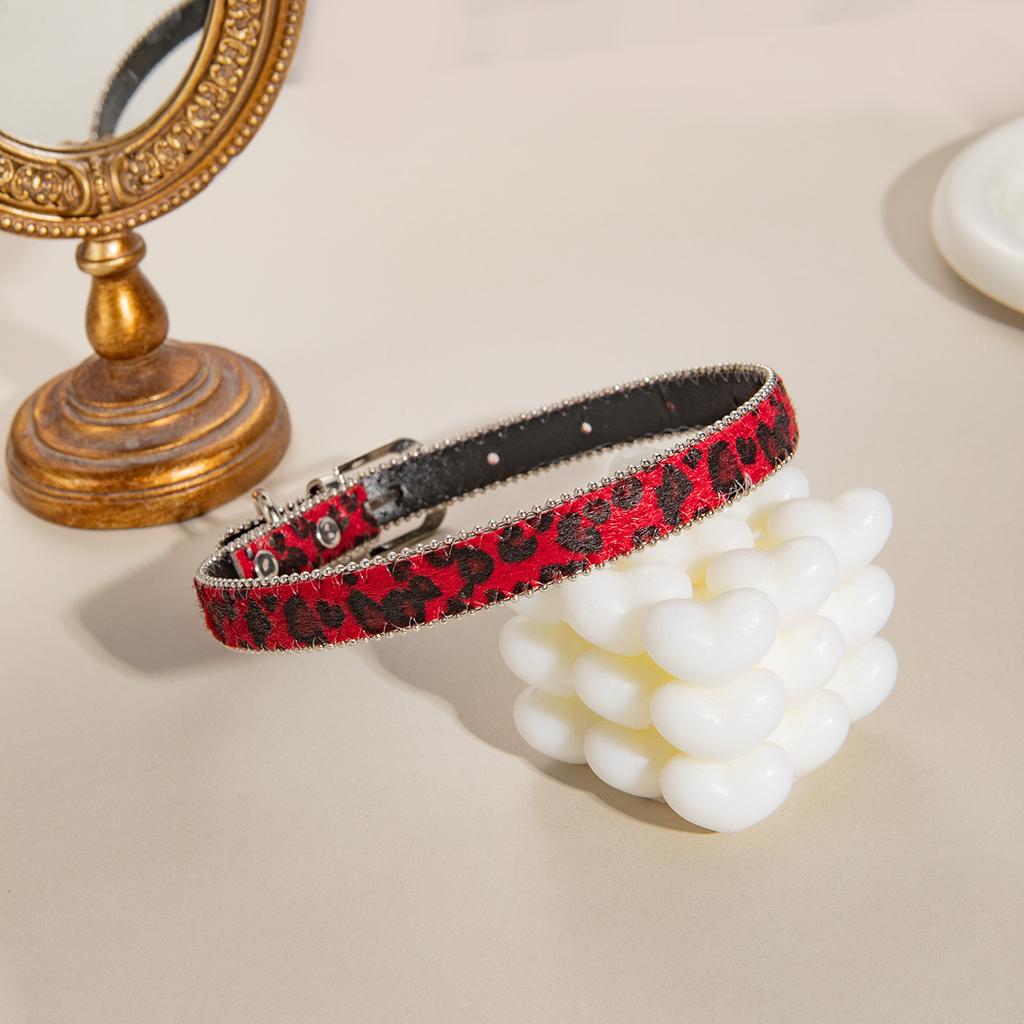 Sexy Spice Girl Leopard Print Belt Buckle Collar Women'S Niche Punk Subculture Design Sense Trendy Fashion Apparel