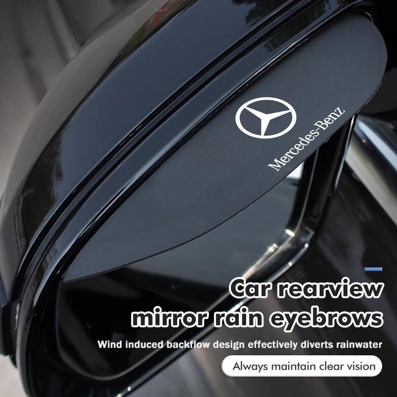 BAD1 For Benz 2PCS Car Logo Rearview PVC Mirror Rain Eyebrow Auto Mirror Accessories AMG Exclusive A C E R V Class CLA CLS C180 C200