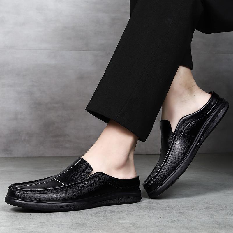 Fashion Italian Men Casual Leather Flats Fashion Flat Designer Genuine Leather Brand Loafers Soft Bottom Walking Shoes Plus Size 38-47