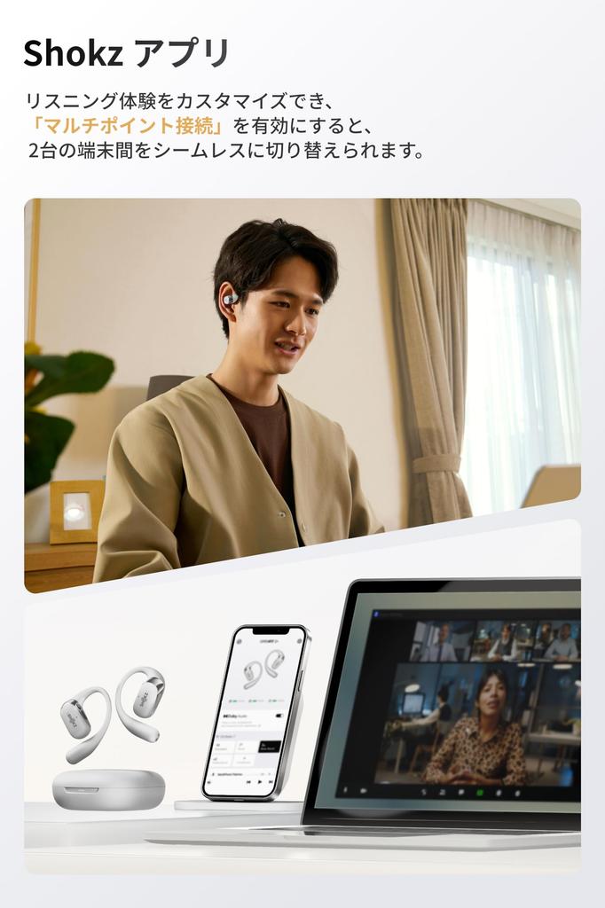 Shokz OpenFit Wireless Earbuds Audio Compatible Large Drivers 48 Hours Total Playback Sound Leakage Suppression Technology IP55 Bluetooth with