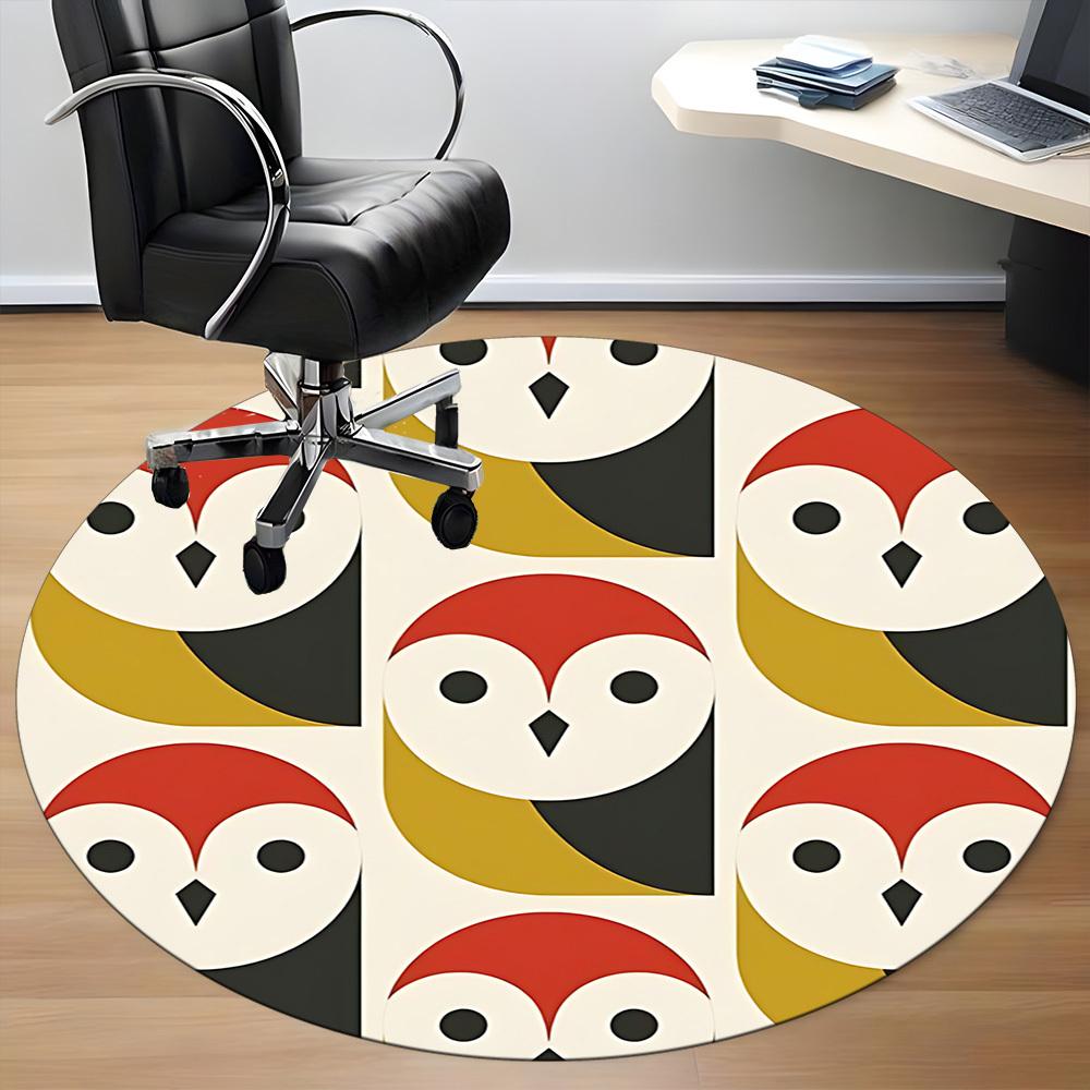 1pc Owl Pattern Office Round Area Rug, Indoor Mat Suitable For Office, Under Office Chairs Bedroom Living Room Home Decor, Room Deco