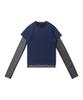 CARGOBROS FOR WOMAN Dot See-Through Long Sleeve Layered Short Sleeve Tee Set (Black/Navy)