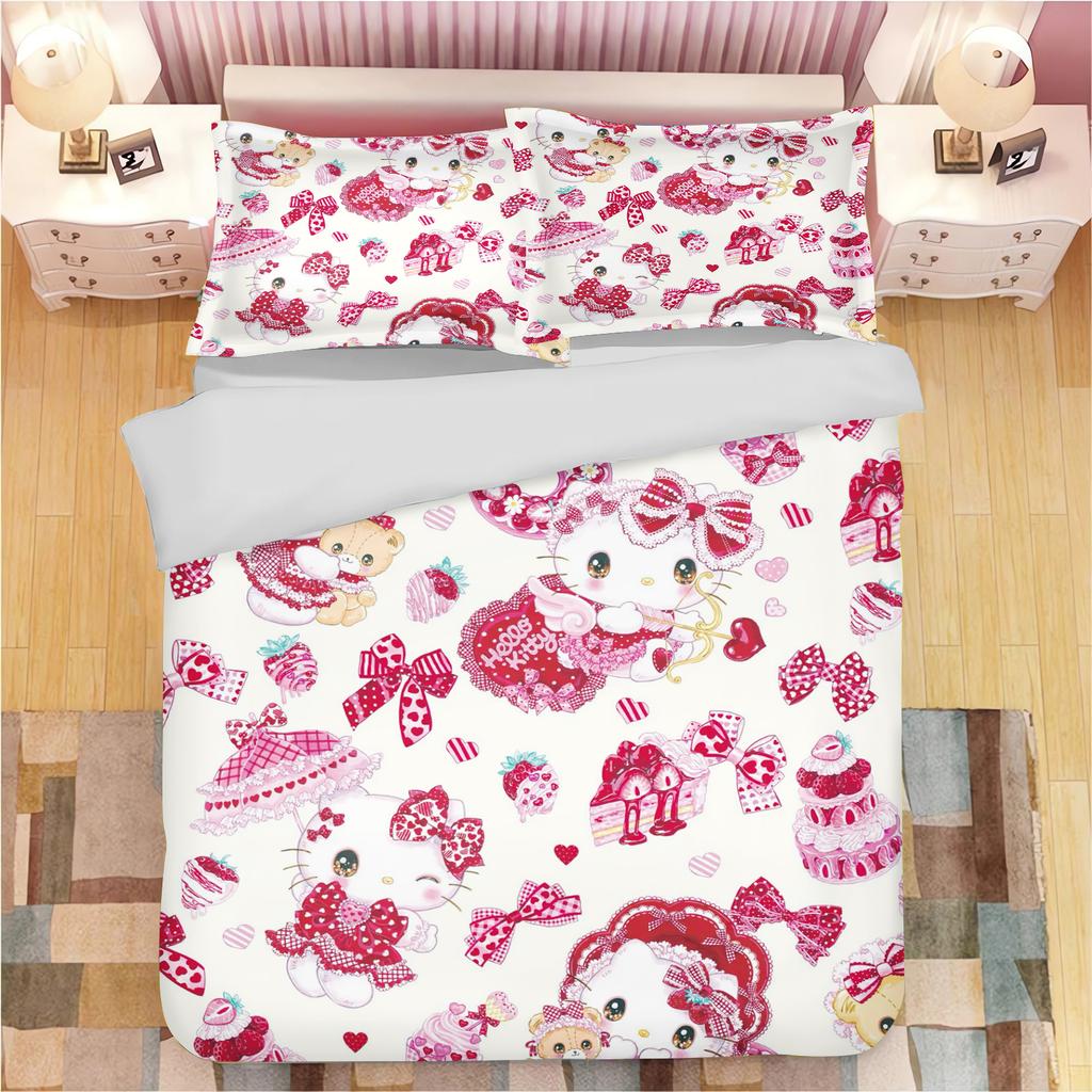 Sanrio Series Kuromi Duvet Bedding Set for Children King Size Luxury Cover 100% Polyester 3-Piece Christmas Gifts Home Decor