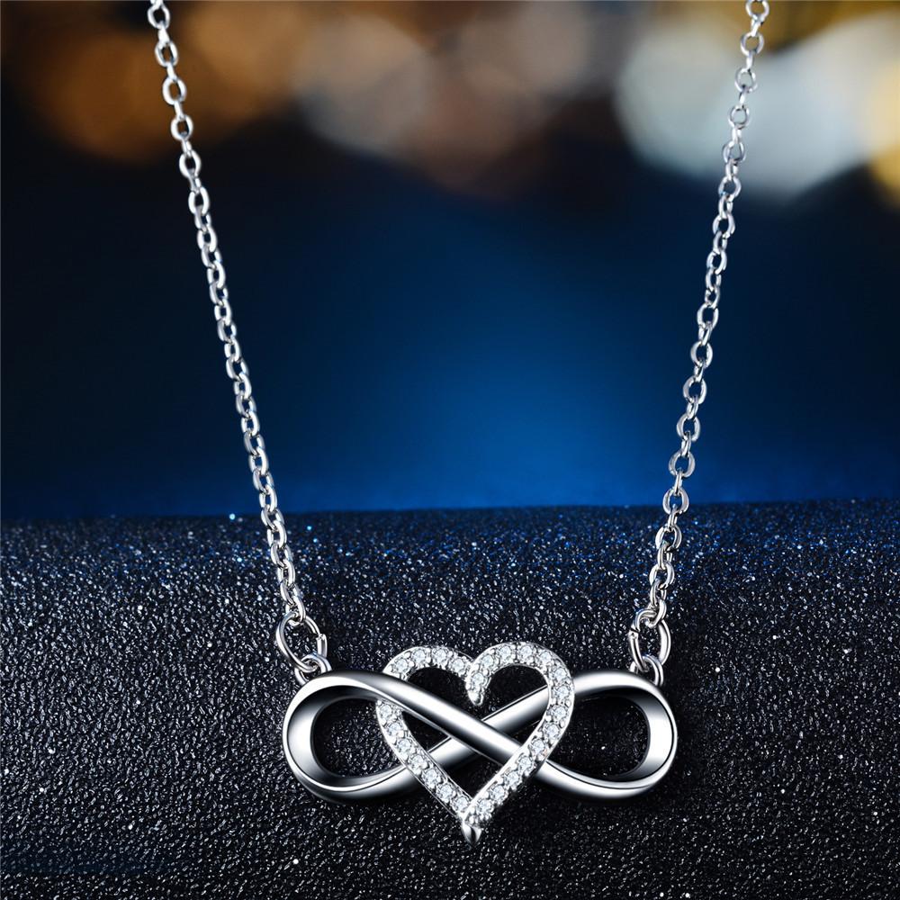 Bond Love Shape Slightly Inlaid 8-character Pendant Necklace Infinite Love Mobius Rose Gold Necklace платиновый