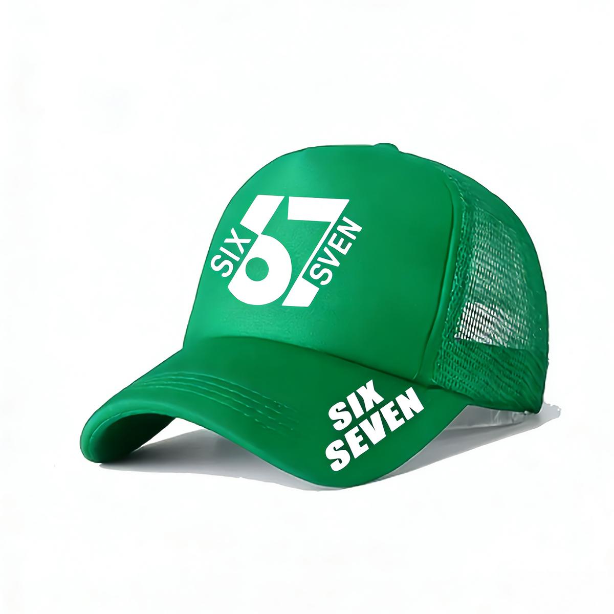 

1/2PC SIX SEVEN 67 Digital Mesh Hat | Breathable and Non stuffy+Adjustable Headcircumference, Street Trendy Explosive Artifact зелений