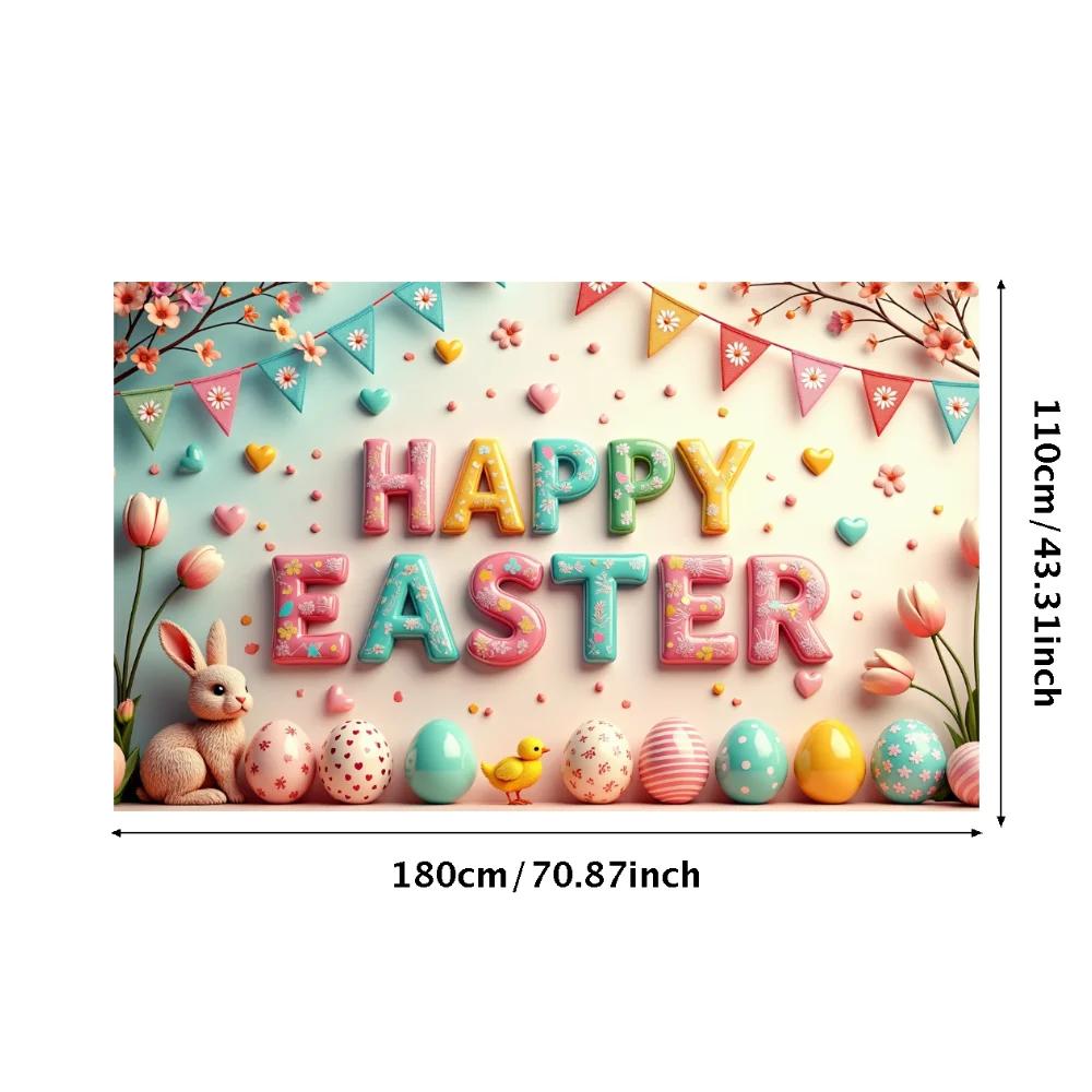 Easter Outdoor Garden Decoration 2025 Bunny Door Cover Easter Party Supplies Background Easter Eggs Banner Photography Props