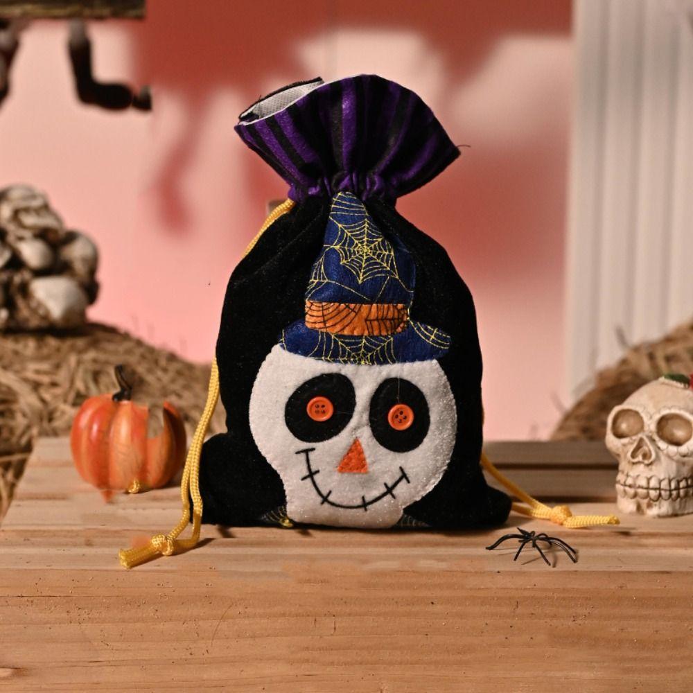 Gifts Pouch Trick or Treat Bag Non-woven Pumpkin Bag Funny Halloween Candy Drawstring Bag  Children