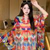 Small fresh white floral silk scarf women's summer travel buckle sunscreen large shawl beach towel thin yarn scarf scarf