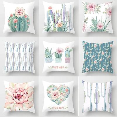 Cactus Flower Decorative Pillowcase Office Living Room Home Pillowcase Car Ornaments